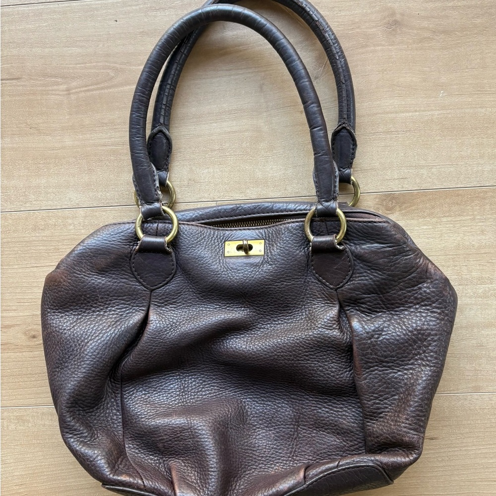 J Crew Gravel Leather Brown Handbag